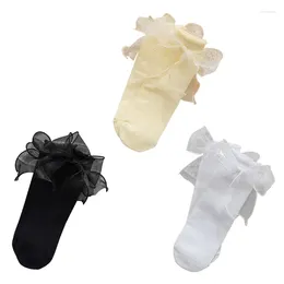 Women Socks 2Pcs Ballet For Girls With Bows Lace Top Sock Princess Style Dress