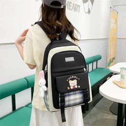 School Bags Three Piece Primary Schoolbag For Girls Middle And High Large Capacity Girl's Canvas Backpack