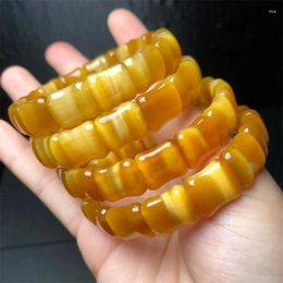 Link Bracelets Natural Golden Tiger Eye Stone Bangle Real Fashion Healing Fengshui Handing Fine Jewellery 1pcs 12x14MM