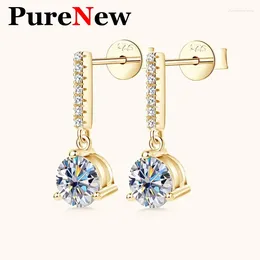 Stud Earrings Pure Classic 1ct Moissanite Diamond Ladies Original 925 Sterling Silver Women's Fashion 2024