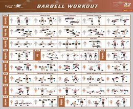 Barbell Workout Exercise Poster BodyBuilding Guide Fitness Gym Chart Art Gifts Silk Print Poster7938066