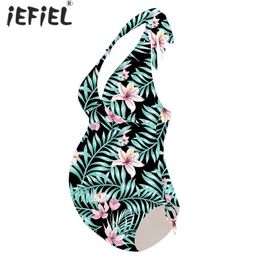 Maternity Swimwears Pregnant womens swimsuit one piece strap V-neck swimsuit floral bikini tankinis swimsuit beach suit H240518