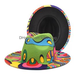 Party Hats Tie-Dyed Hat Fedora Panama Felt Womens Jazz Church Top English Mens Drop Delivery Otyqt