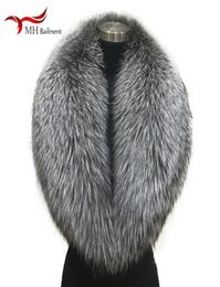 Winter female 100 Silver Fox Fur Collar Full Leather Red Fox Scarf Shawl Real Plush Coat Leather Jacket Fur Collar Scarf women 206194186