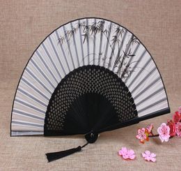 Vintage Hand Painted Chinese Fan ink Painting Bamboo Silk Folding Hand Fan Decorative Traditional Craft Men Ladies Fans Gift 8inch1214754