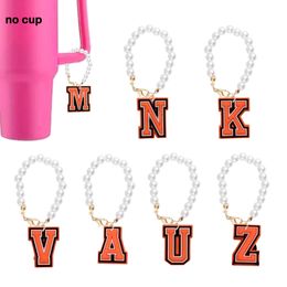 Beaded Orange Letter 26 Pearl Chain With Charm Handle For Tumbler Cup Accessories Shaped Charms Drop Delivery Otx8J Otuen