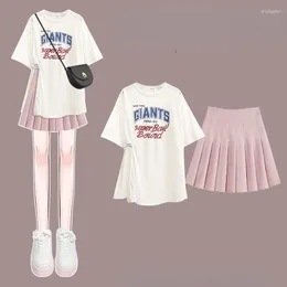 Work Dresses Summer Suit Female 2024 Wear Korean Version Of The Short-sleeved T-shirt Thin And Versatile Half-body Skirt Two-piece Set