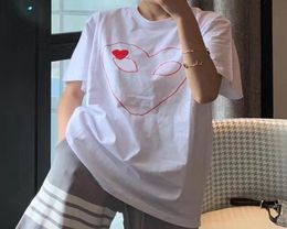 Women T Shirt Casual Polka Dot Embroidery Heart Summer Tees Couples Man Tops Asian Plus Size XS 4XL Whole9846468