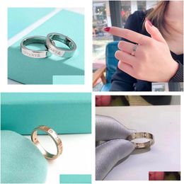 Band Rings Ring Real Solid 925 Sterling Sier Diamond Solitaire Simple 815706943 Round Thin Finger For Drop Delivery Jewelry Otnfh