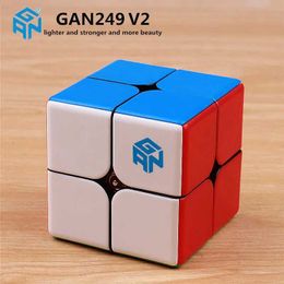 Magic Cubes Gan249 2x2 magic speed gan cube stickerless GAN 249 V2 puzzle pocket Cube Colourful gans toys for Children Y240518