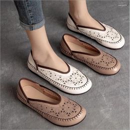 Casual Shoes RUSHIMAN Women Flats Female Loafers Cow Genuine Leather Flat Lady Vintage Soft Comfortable