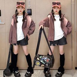 Jackets Girl Top 2024 Spring Summer Korean Fashion Style Outdoor Jacket Girls Patchwork Windproof Children Outerwear Clothe