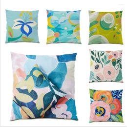Pillow Covers Decorative Cover Luxury Polyester Linen Living Room Decoration Flower Velvet Fabric Simple Art Home E0269