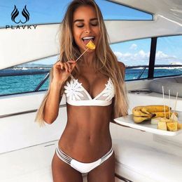 2018 Sexy White Mesh Embroidered Flower Strappy Biquini Micro Bathing Suit Swimsuit Thong Swimwear Women Brazilian Bikini4516067