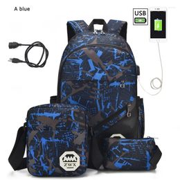 School Bags 3pcs/set Male Backpacks High For Women 2024 Boys One Shoulder Big Student Travel Bag Men Backpack Sac Mochila