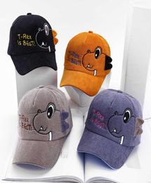 Cute Baby Caps Cartoon Dinosaur Kids Boy Baseball Cap Children Corduroy Adjustable Sun Protection Hat Summer Autumn8603381