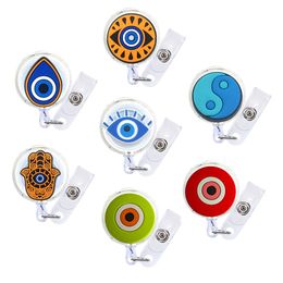 Other Office School Supplies Devils Eye Cartoon Badge Reel Retractable Nurse Id Card Cute Holder Alligator Clip Work Name Tag Nursin Otkey