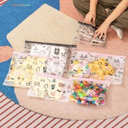 Storage Bags 4pcs Kawaii Print Transparency Zipper Transparent Bag Portable Travel Organiser Clothes Shoes Toys Stationery Set