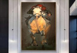 Jockey Running Horse Posters and Prints Canvas Art Abstract Painting Modern Home Decor Wall Art Pictures For Living Room Animal9473722