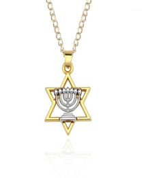 Religious Menorah And Star Of David Jewish Jewelry Magen Necklace Judaica Hebrew Israel Faith Lamp Hanukkah Pendant16500849