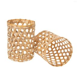 Vases 2 Pcs Bamboo Cup Sleeves Protective Cover Protectors Mug Holder Desk Household Covers Weaving Decorative Gold