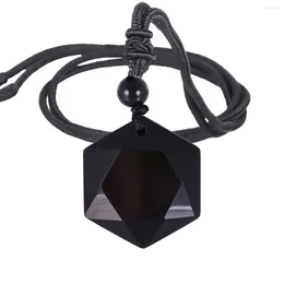 Pendant Necklaces Obsidian Hexagram Charm Rope Chain Necklace For Women Nature Energy Stone Star Of David Pendants Lucky Love Crystal Men