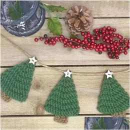 Christmas Decorations Halloween Wall Hanging Hand-Woven Tree Drop Ornaments Happy Year Home Decor Xmas Decoration Party Supplies Deli Dhysq