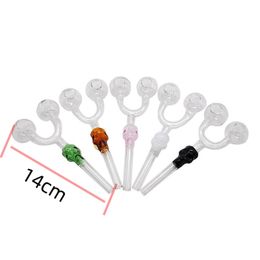 Colourful 3D Skull Glass hand tube nail Pipes 14CM Double Two Head Ball Pyrex Glass Oil Burner Pipes Smoking Tobacco Pipes