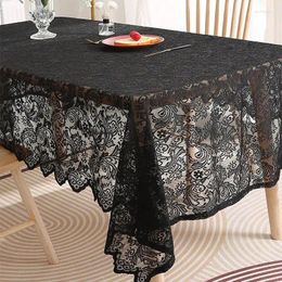 Table Cloth Black French Lace Tablecloth With Phoenix Tail Pattern For Living Room And Dining Decoration