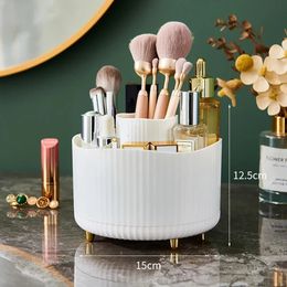 Makeup Brush Holder 360° Rotating Large Capacity Desktop Stationery Cosmetic Storage Box Home Lipstick Eyebrow Pencil Organiser 240518