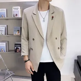 Men's Suits Boutique Plus Size Fashion Business Elegant Solid Colour British Style Dress Korean Version Slim Double Breasted Blazer
