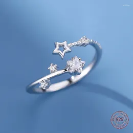 Cluster Rings 925 Sterling Silver Star Inlaid Zircon Hollow For Women Trend Index Finger Adjustable Promise Ring Marriage Luxury Jewellery
