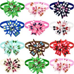 Dog Apparel 50/100PC Rhombus Pattern Pet Supplies Cat Bowties Small-Middle Bow Tie Neckties Accessories Shop