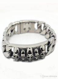 Stainless steel bracelet Solid 15MM Wide Heavy Men039s Skeleton Skull Bracelet Punk Rocker Ghost Bangle Biker Jewellery Bracelets8475707