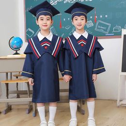 Clothing Sets Children Bachelor Gown Girls Performance Dress School Boy Class Team Wear Kids Party Robe With Bow Tie Baby Graduation Costume
