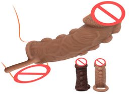 Latest Silicone Penis Enlargement Sleeve With Grain Extender Cock Extension Enhancer Male Reusable Delay Gonobolia Ring Adult Men 9213041