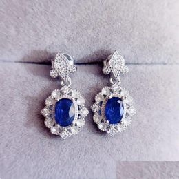 Dangle Chandelier Earrings Natural Real Blue Sapphire Drop Earring Traditional Style 4 6Mm 0.6Ct 2Pcs Gemstone 925 Sterling Sier Fi Dhsb3