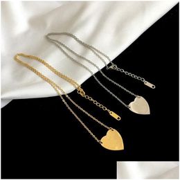 Pendant Necklaces G Gold Heart Necklace Female Stainless Steel Couple Rose Chain Jewelry On The Neck Gift For Girlfriend Accessories W Dhr0M