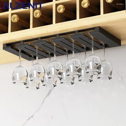 Kitchen Storage Function Wine Glass Holder Stainless Steel Cup Black Wall Mounted Rack Accessories