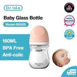 Drisla Glass Bottles born Feeding 80ML160ML Baby Bottle Antiflatulence Milk Infant A free y240513