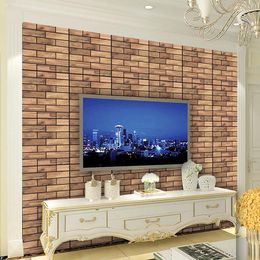 Wall Stickers 3D Home Brick Wallpaper Decor PVC Waterproof Covering Tile Living Room Bathroom