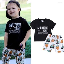 Clothing Sets FOCUSNORM 2pcs Summer Infant Baby Boys Clothes Outfits Short Sleeve Cartoon Letter Print T Shirts Elastic Shorts