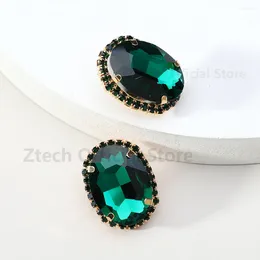 Stud Earrings Korean Fashion Shiny Oval Clear Glass For Women Luxury Piercing Ear Accessories Elegant Exquisite Charm Jewellery