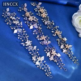 Headpieces HNCCX Handmade Bridal Hairband Wedding Rhinestone Silver Color Luxury Accessories Alloy Leaf Woman Hair Vines Fashion CP236