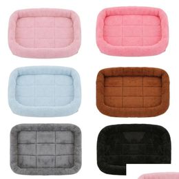 Kennels & Pens Soft P Square Dog Bed Mat Beds For Dogs Cat Small Medium Large Pet Sleep Calming Pad Cushion Supplies Drop Delivery Hom Dhro0
