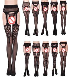 Sexy Lace Garter Belt Lingerie Suspender Black Skirt Stocking Fishing Net Design Bed appeal Set Underwear Top ThighHighs ouc2692848527