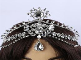 Fashion Sparkly Crystal Bridal Head Chain indian hair Jewellery tikka women Wedding Tiara Bride forehead Decoration Accessories S9196011825
