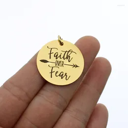 Charms 5pcs Faith Over Fear Charm Stainless Steel Tag For DIY Jewellery Making