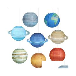 Other Event & Party Supplies 30Cm Galaxy Paper Lanterns Solar System Planet Hanging Outer Space Lampion For Kids Birthday Decorations Dhto1