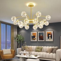 Modern Luxury Glass Ball Chandelier LED Black Gold Iron Branch Ceiling Lamp Clear Star Living Dining Room Bedroom Lights